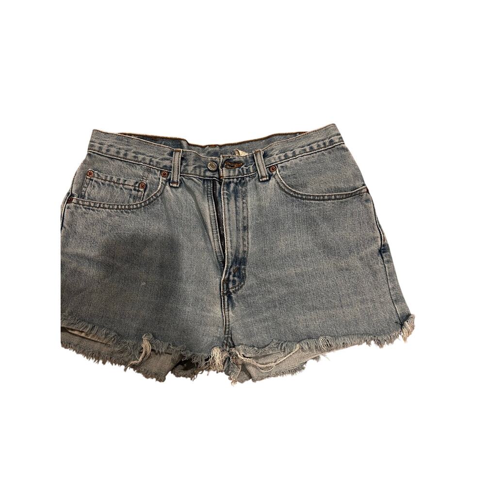Vintage Levi’s 505 Cut Off Denim Shorts W33 Light Wash High Rise Frayed Hem